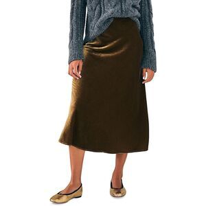 Faherty Olive Velvet Midi Skirt